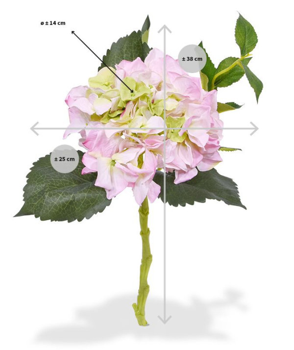 Hortensia kunstbloem 38 cm roze