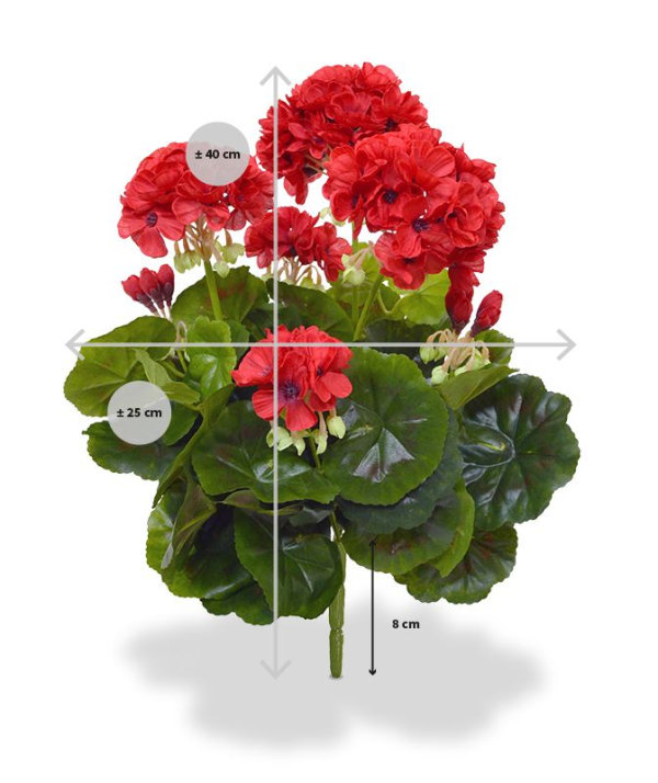 Geranium kunstplant boeket 40 cm rood