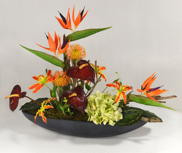 Leucadendron kunsttak 60 cm oranje