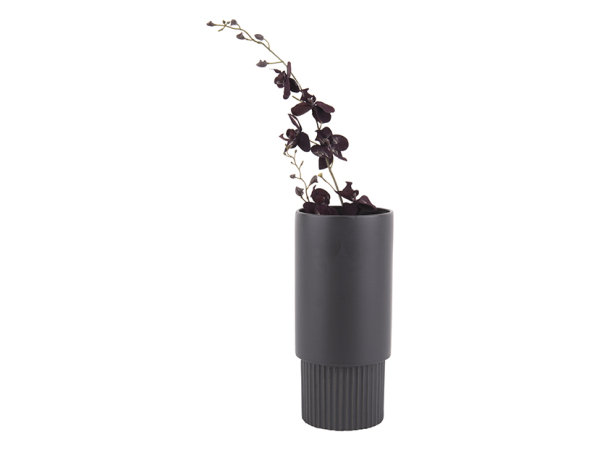 Plantenpot Ribbed High 26x 12 cm - zwart